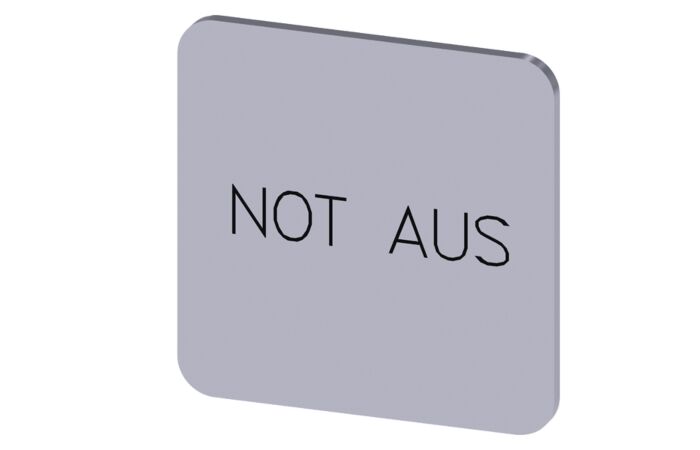 SIEMENS Štítek popisný 22 x 22 mm, štítek stříbrný, popisek NOT-AUS
