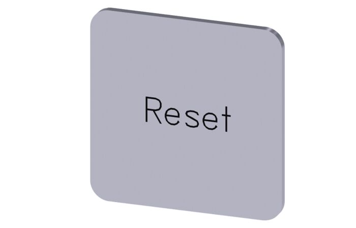 SIEMENS Štítek popisný 22 x 22 mm, štítek stříbrný, popisek RESET
