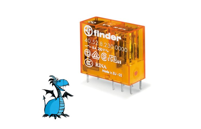 FINDER Relé 40.52.8.230.0000, 2P/8A, 230V AC