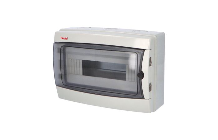 FAMATEL Skříň ACQUA 3912-TTB, 12TE, 215x305x110mm, průhledná plastová dvířka, IP65