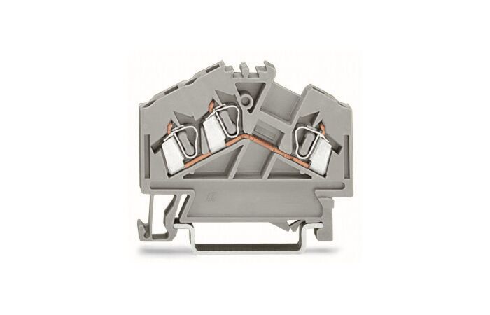 WAGO Svorka 280-641 3vodičová, průchozí, na DIN lištu 35 × 15 a 35 × 7,5, CAGE CLAMP®, 2,50 mm², šedá
