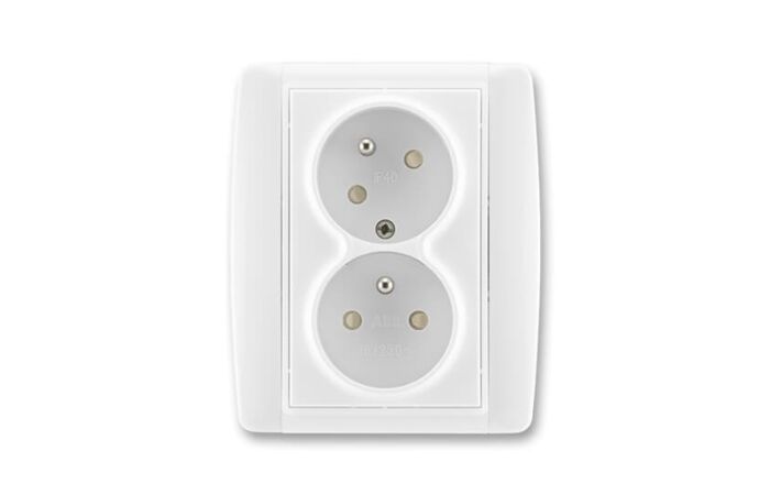 ABB ELEMENT Dvojzásuvka 5513E-C02357 03 chráněná s clonkami, bezšroubová, bílá/bílá