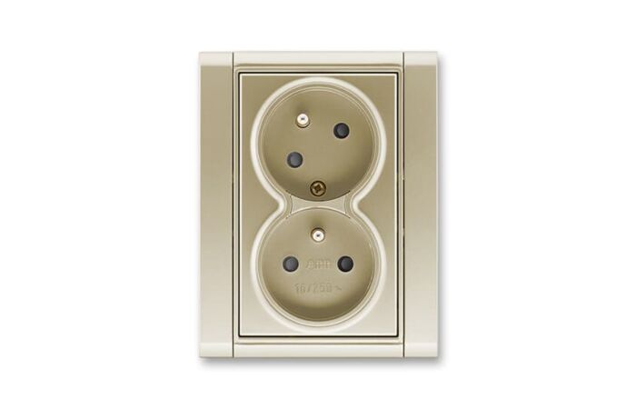 ABB TIME Dvojzásuvka 5513F-C02357 33, s clonkami,bezšroubová, šampaňská
