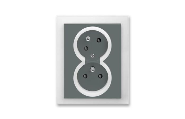 ABB NEO Dvojzásuvka 5513M-C02357 61 s clonkami, s natočenou dutinou, IP40, grafitová/ledová bílá