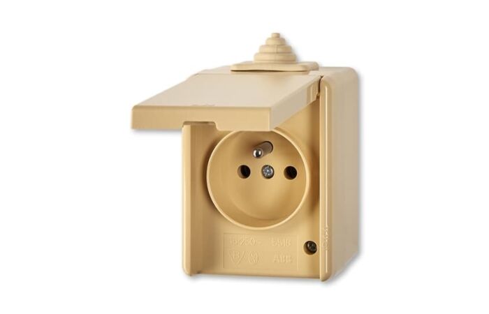 ABB Zásuvka PRAKTIK s víčkem 5518-2929 D IP44, béžová