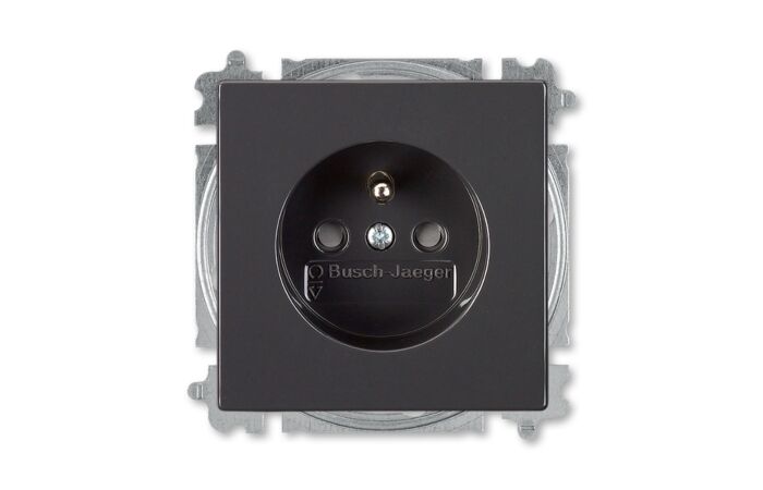 ABB Zásuvka 5519B-A0235781,jednonásobná s ochr. kolíkem a clonkami, bezšroubová, antracitová