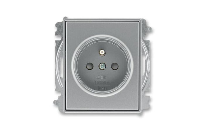 ABB Zásuvka ELEMENT, TIME 5519E-A02357 36,jednonásobná, chráněná, s clonkami,bezšroubová,ocelová