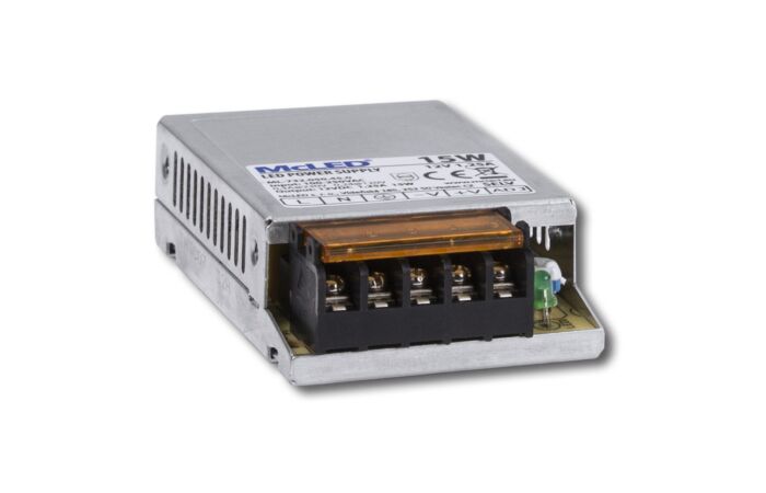 MCLED Napaječ LED 15W, DC12V/1,25A, kovové provedení, IP20