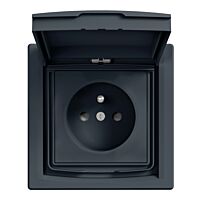 SCHNEIDER Asfora Zásuvka 2P+PE, clonky, IP44, antracit