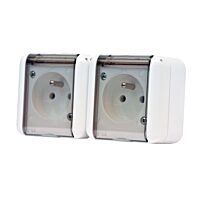 SCAME Dvojzásuvka AQUALINE transparentní víčko IP44