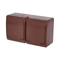 FAMATEL GALATEA Zásuvka 2P+PE 2-násobná vodorovná IP44 hnědá