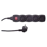 EMOS Přívod prodlužovací 5m 4zásuvka 250V/10A s vypínačem IP20 černá