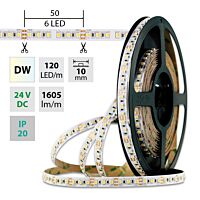 MCLED Pásek LED SMD3527 dual white WW-CW, 120LED/m, 19,2W/m, 1605lm/m, IP20, DC 24V, 10mm, 50m