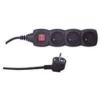 EMOS Přívod prodlužovací 3m 3zásuvka 250V/10A s vypínačem IP20 černá