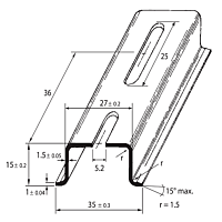 SCHMACHTL Lišta DIN 35x15 3AFD perforovaná 5,2mm pozink pasivovaná 2000mm
