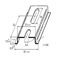 SCHMACHTL Lišta DIN 35x7,5 TS perforovaná šířka otvoru 6,3mm pozink pasivovaná 2000mm