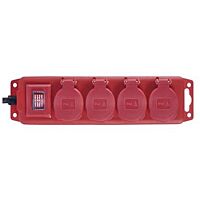 EMOS Přívod prodlužovací 5m 4zásuvka 250V/16A pryž krytky s vypínačem IP44 červená