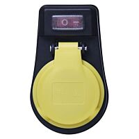 EMOS Zásuvka P00271 250V/16A 1xkulatá krytka s vypínačem IP44 černá