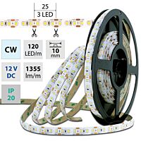 MCLED Pásek LED SMD2835 CW, 120LED/m, 14W/m, 1355lm/m, IP20, DC 12V, 10mm, 50m