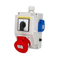 FAMATEL Krabice zásuvková L-0-P SB320 se spínašem I-0-II, IP44 2x230V/16A, 1x400V/16A/5 IP44