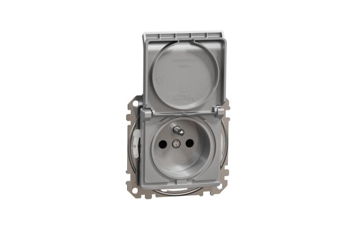 SCHNEIDER Sedna Design & Elements Zásuvka 230V 16A IP44 bezšroubová alu