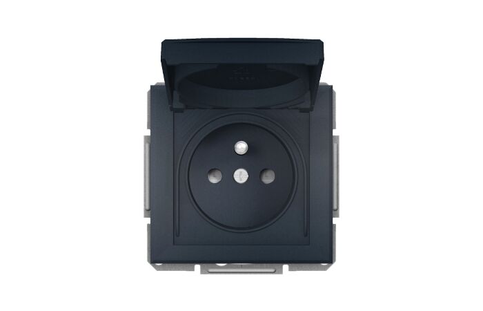 SCHNEIDER Asfora Zásuvka 2P+PE, clonky, IP44, antracit