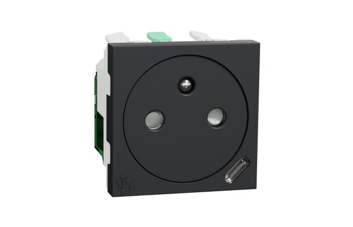SCHNEIDER Zásuvka Unica skrytá 250V/16A + USB C 10.5W, 2.1A, 2M, Antracit