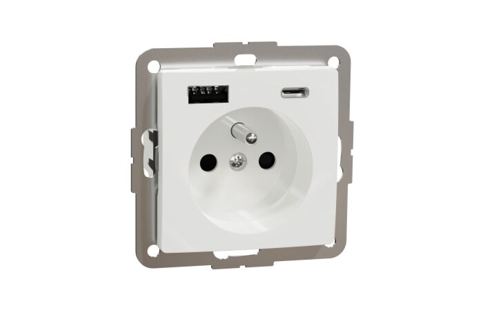 SCHNEIDER Zásuvka s USB nabíječkou, Sedna D/E, 250V, 16A, USB A+C 3,0A, Bílá