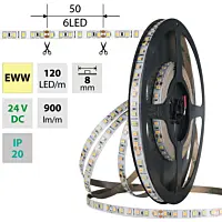 MCLED Pásek LED SMD2835 EWW, 120LED/m, 9,6W/m, DC 24V, 770lm/m, CRI90, IP20, 8mm, 5m