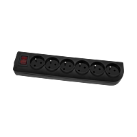 ELGOTECH Šestizásuvka GN-60W-2 černá s vypínačem