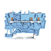 WAGO Svorka 2200-1304 3vodičová průchozí s ovládacím tlačítkem 1 mm², modrá
