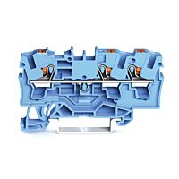 WAGO Svorka 2204-1304 3vodičová průchozí s ovládacím tlačítkem 4 mm², modrá