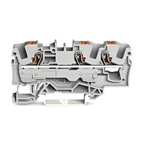 WAGO Svorka 2206-1301 3vodičová průchozí s ovládacím tlačítkem 6 mm², šedá