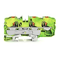 WAGO Svorka 2210-1307 3vodičová pro ochranný vodič s ovládacím tlačítkem 10 mm², zelenožlutá