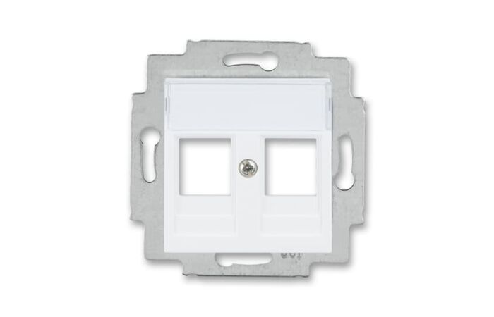 ABB Kryt LEVIT 5014H-A01018 03 zásuvky komunikační přímé (2x), s popisovým polem, IP20, bílá
