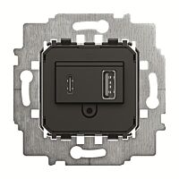 ABB Zásuvka 6475 U-500-101 2x USB nabíjecí (USB-A + USB-C), šedá