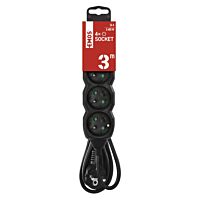 EMOS Přívod prodlužovací 3m 4zásuvka černá PVC 1,5mm2