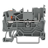 WAGO Svorka 2222-1201/999-953 základní – 1 vodič / 1 pin s ovládacím tlačítkem 2,5 mm², šedá