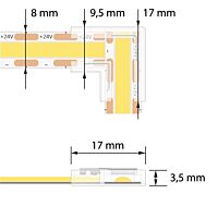 MCLED Spojka rohová dvou jednobarevných LED pásků šíře 8 mm, 2 piny, max. 5,5 A