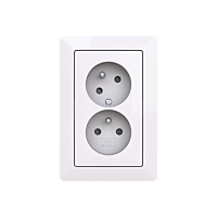 ABB Zoni 5513T-C02357 500 Zásuvka dvojnásobná, s clonkami, s natočenou dutinou, IP40, bílá