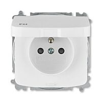 ABB TANGO Zásuvka 6619A-A06697 B s víčkem a clonkami, bezšroubové svorky, IP44, bílá