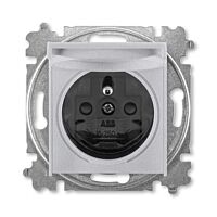 ABB LEVIT Zásuvka 6619H-A06397 70 s víčkem a clonkami, bezšroubové svorky, IP40, titanová / kouřová černá