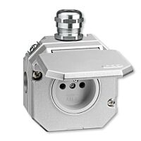ABB GARANT Zásuvka 5518-2760 39 s víčkem a kovovou šroub. průchodkou, Al, IP55, stříbrná