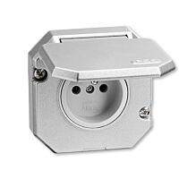 ABB GARANT Zásuvka 5518-2790 39 vestavná s víčkem, Al, IP55, stříbrná