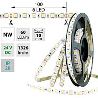 MCLED Pásek LED SMD5050 NW, 60LED/m, 14,4W/m, 1296lm/m, IP20, DC 24V, 10mm, 50m