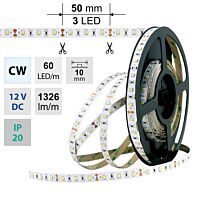 MCLED Pásek LED SMD2835 CW, 60LED/m, 14,4W/m, 1326lm/m, IP20, DC 12V, 10mm, 50m