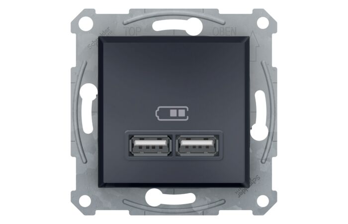 SCHNEIDER Asfora 2xUSB nabíjecí konektor 2.1A, antracit