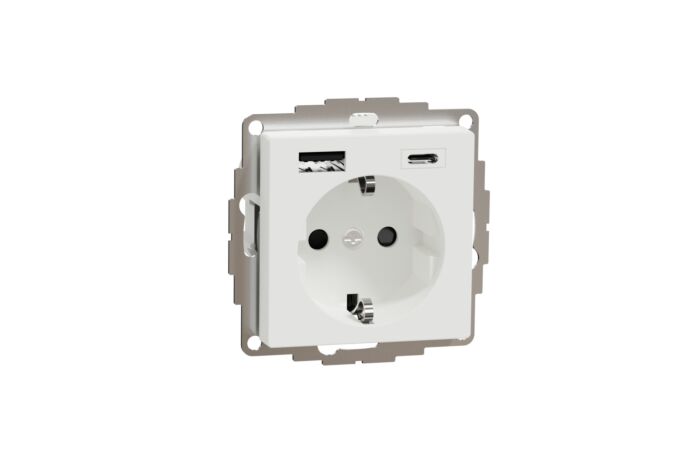 SCHNEIDER Zásuvka Schuko 230V s USB A+C konektory