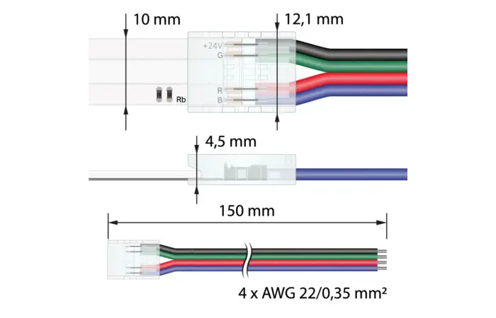 Připojovací konektor RGB LED pásků šíře