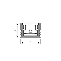 Přisazený hliníkový profil PEA 6x8mm bez